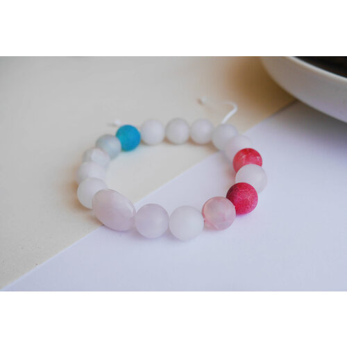 фото Браслет-нить, агат, кварц, размер 16 см, размер one size, белый, голубой saimon_znaet