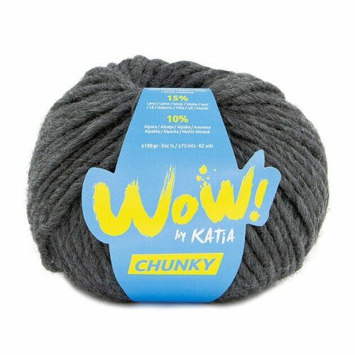 Пряжа Katia Wow-Chunky, 52 темно-серый пряжа katia wow chunky 65 фуксия