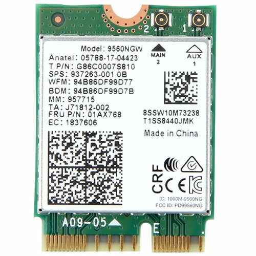 M2 Адаптер WiFi Intel 9560NGW 2.4/5Ghz / Сетевая Карта Для Ноутбука, Для Компьютера