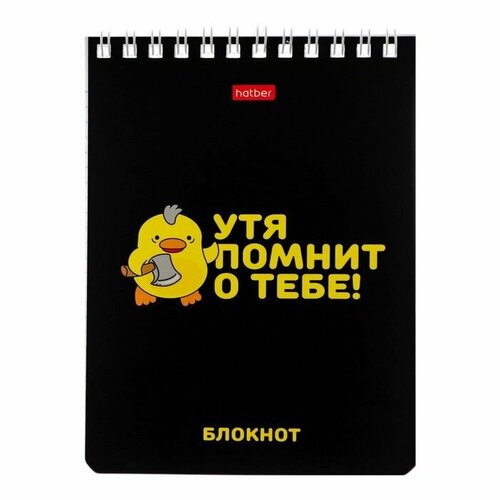 Блокнот А6 40 листов в клетку на гребне УтяКря, обложка мелованный картон, УФ-лак 6 шт