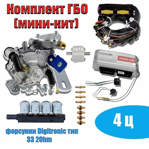 Комплект ГБО (мини-кит) YOTA RED металл блок 4 цилиндра (Nordic + форсунки Digitronic тип 33 2Ohm) подкапотная часть