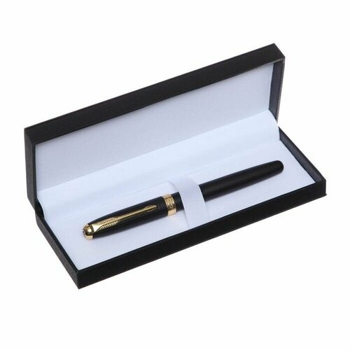 Ручка подарочная роллер, в кожзам футляре ПБ UT, корпус матовый черный/золото