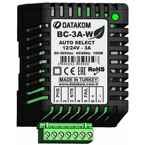 BC-3A-W зарядное устройство с автоматическим выбором напряжением 12В-24В 3А 603000₽