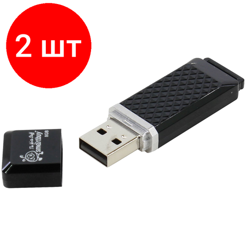 Комплект 2 шт, Память Smart Buy Quartz 8GB, USB 2.0 Flash Drive, черный комплект 2 шт память smart buy quartz 32gb usb 2 0 flash drive черный