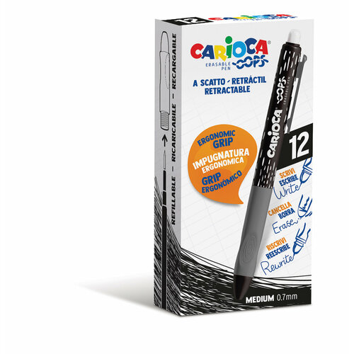Carioca Ручка гелевая автоматическая пиши-стирай OOPS Retractable d 07 мм 1 мм 4304301 цвет чернил черный 960₽
