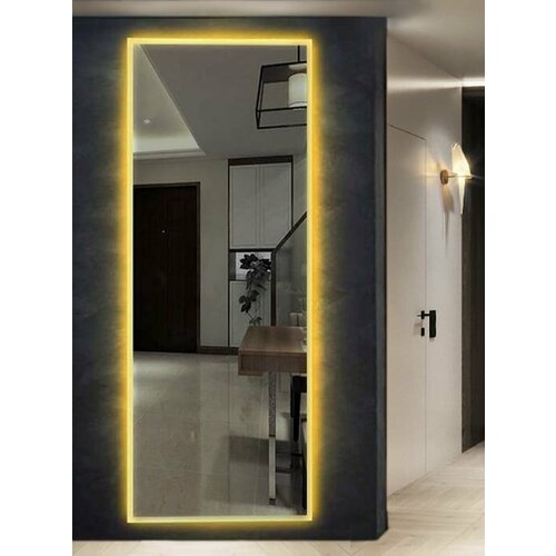 Большое настенное и напольное зеркало в полный рост с фронтальной и фоновой подсветкой Джессика 80х140 см