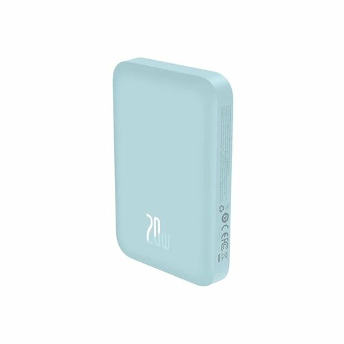 Внешний аккумулятор Power Bank 6000mah 20W с беспроводной зарядкой Baseus Magnetic Mini Air Wireless Fast Charge, с кабелем type-C, голубой внешний аккумулятор с беспроводной зарядкой baseus magnetic mini air wireless fast charge power bank 6000mah 20w с кабелем type c голубой