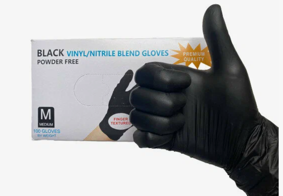 WALLY PLASTIC Перчатки винил/нитрил черные M, 50 пар