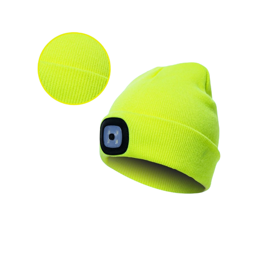LED фонарь вязаная шапка 2 в 1 MyPads A154423 отстегивающейся встроенный фонарь с USB зарядкой салатовый неон 890₽