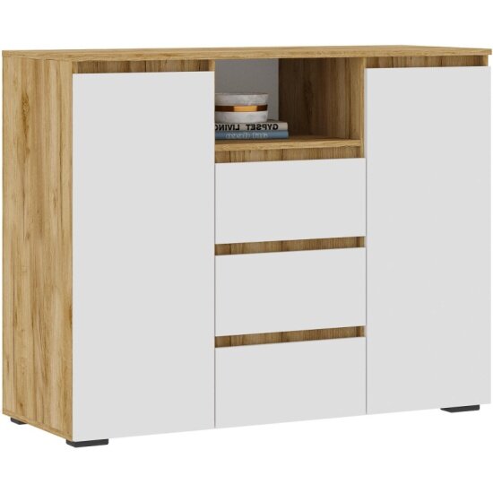 фото Комод WOODVILLE Элла КМ 01 белый / дуб крафт золото