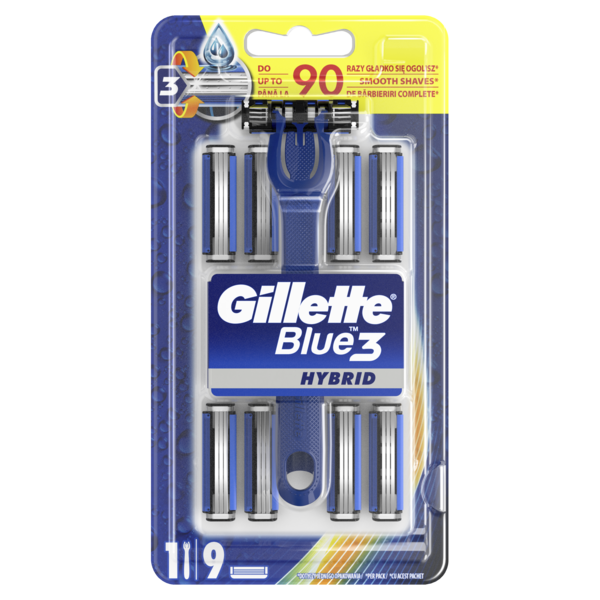 Бритва Gillette Blue3 Hybrid (Ручка + 9 лезвий для бритья)