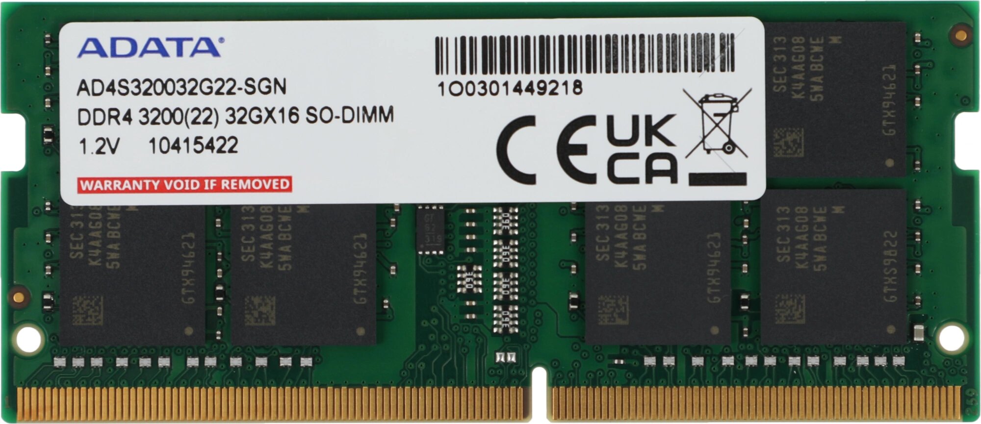ADATA Premier 32GB DDR4 3200MHz SODIMM Laptop Memory - Single Module CL22