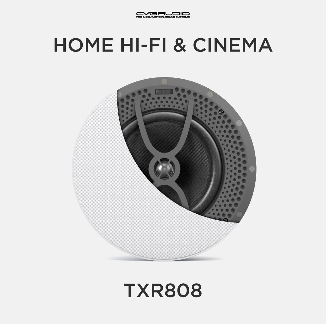 CVGAUDIO TXR808 Двухполосная встраиваемая 8” акустическая система Hi-Fi класса, 80 Вт (RMS), 8 Ом, белая сетка без рамки