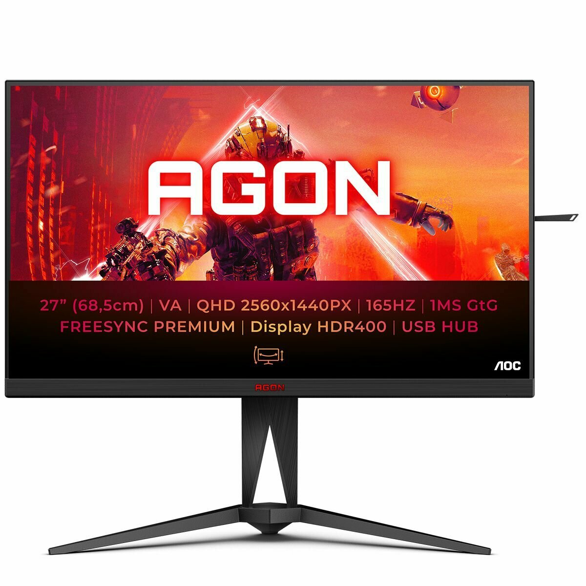 27" Монитор AOC AG275QXN, VA, 2560x1440, 165 Гц