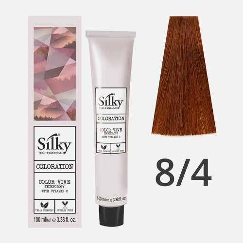 Изображение товара Краска для волос профессиональная Silky Color Vive/Ultralift 8/4 Светлый русый Медный, 100 мл