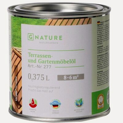 Изображение товара Масло Gnature 277 Terrassen und Gartenmobeloll для террас и садовой мебели, бесцветный 0,375л