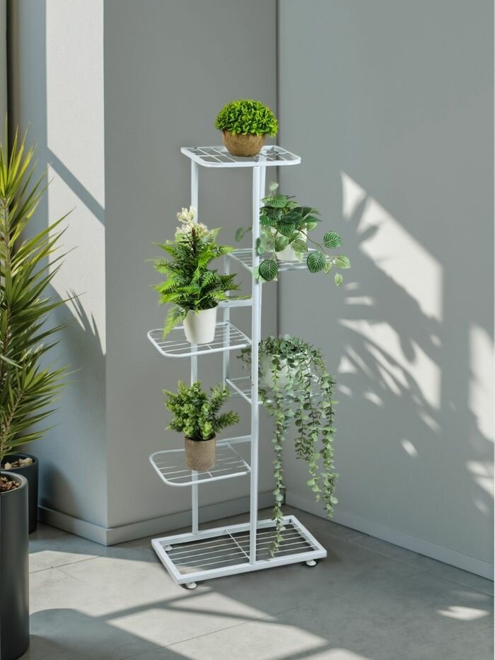 Подставка для цветов Greengo 6 полок, 44х22х105 см, напольная, металл, белая