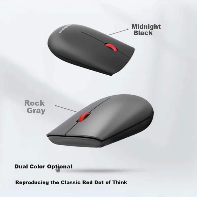 ThinkPlus Lenovo Wireless Bluetooth Dual Mode Light Mouse Office Mouse Classic Red Dot Portable Mouse Notebook Mouse Computer Mouse T60X Gray