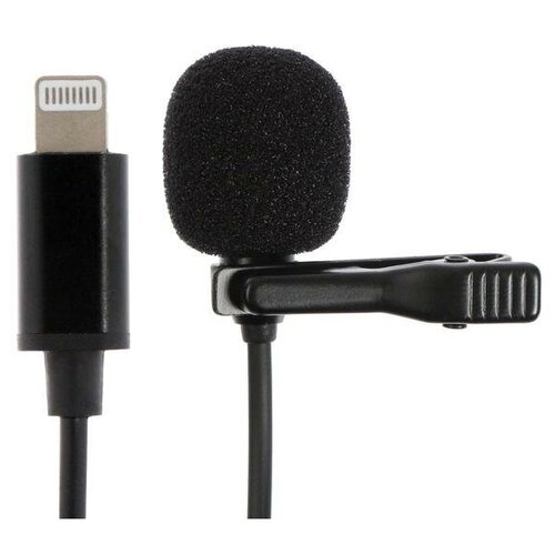 Микрофон на прищепке G-103, 20-15000 Гц, -34 дБ, 2.2 кОм, Lightning, 1.5 м, черный 6958627