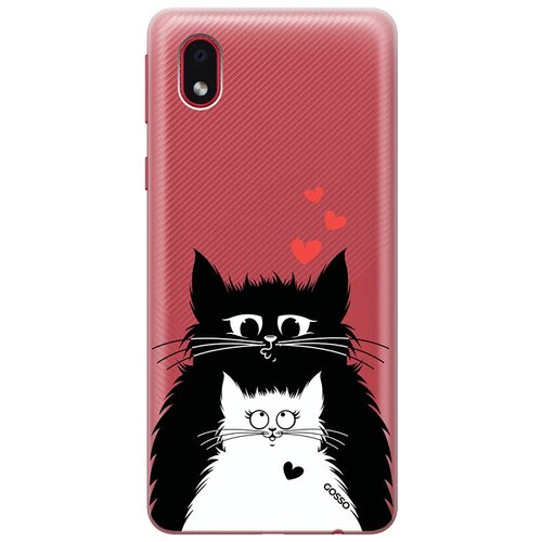 Ультратонкий силиконовый чехол-накладка ClearView 3D для Samsung Galaxy A01 Core с принтом Cats in Love ультратонкий силиконовый чехол накладка clearview 3d для samsung galaxy a52 с принтом cats in love