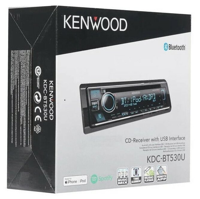 Магнитола Kenwood KDC-BT530U USB, BT, FLAC, CD-привод