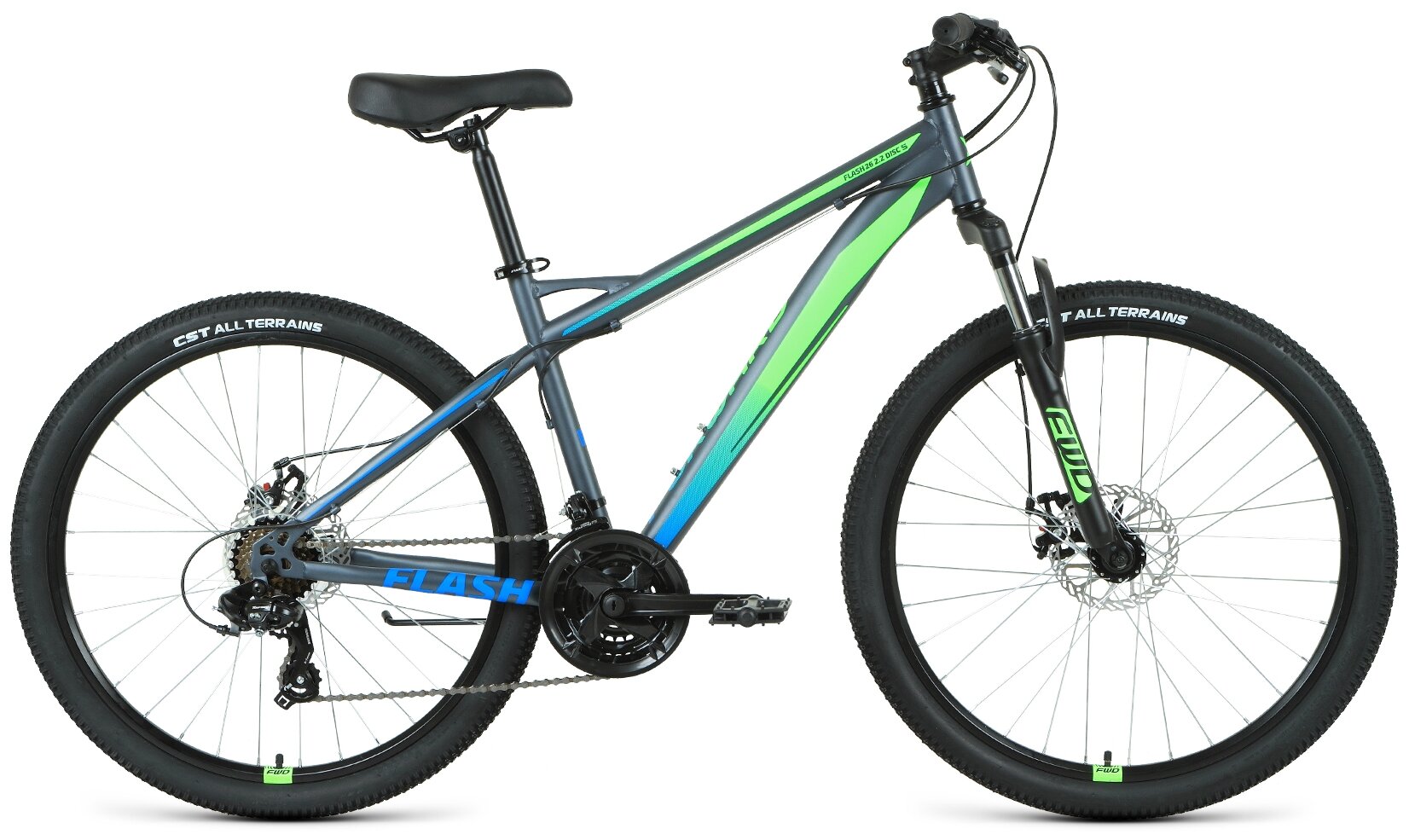 Горный велосипед Forward Flash 26 2.2 S Disc (2021) 17" Серо-зеленый (161-178 см)