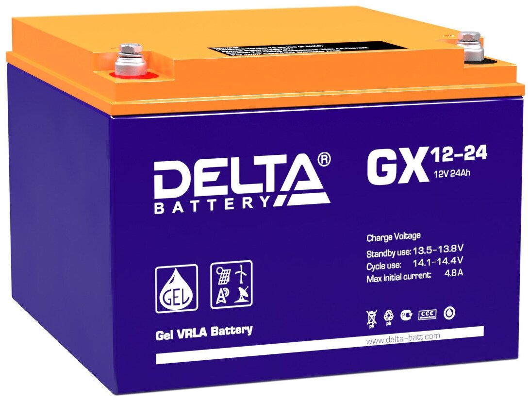 Аккумуляторная батарея Delta GX 12-24 (12V / 24Ah)