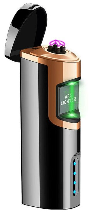 Лазерная зажигалка с двойной электрической дугой, Цвет: Серебристый - фотография № 2