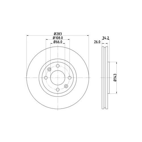 Диск тормозной citroen berlingo +esp/c5/c4/peugeot 207 05>/307 05> передний, hella pagid, 8dd 355 108-371