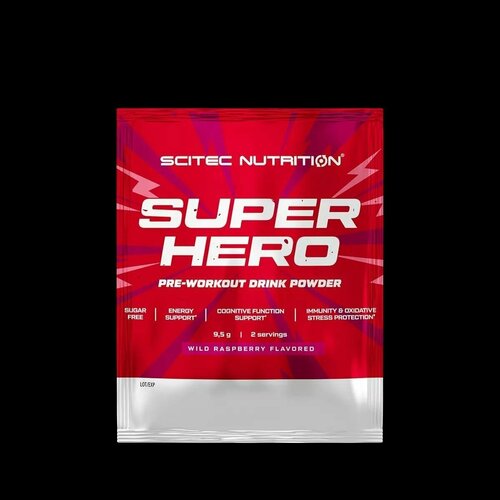 фото Предтренировочный комплекс scitec nutrition superhero 9.5 гр. 2 порции дикая малина