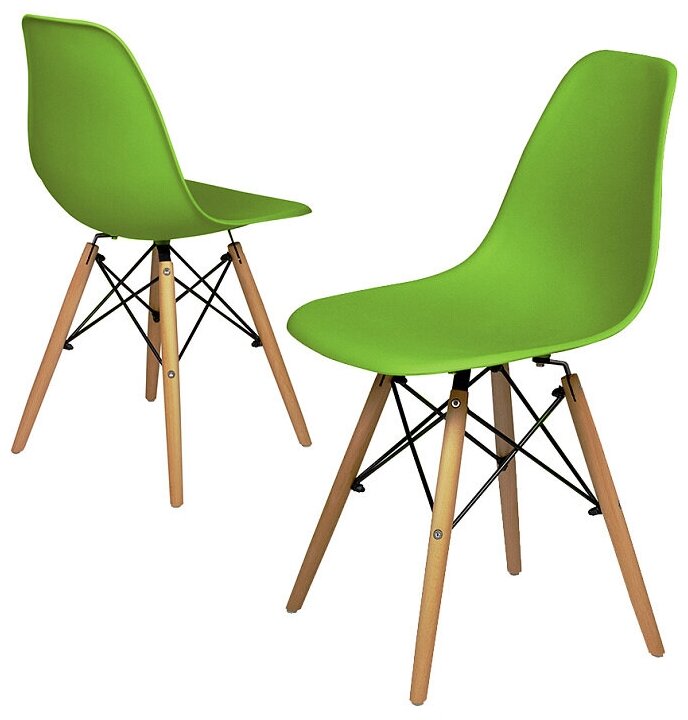 Комплект стульев RIDBERG DSW EAMES (2 шт., материал сиденья: полипропилен, цвет зеленый) - фотография № 1