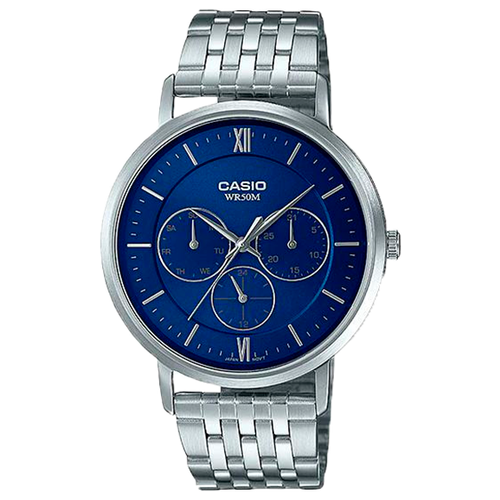 Наручные часы CASIO Standard MTP-B300D-2A, серебряный, синий обычный товар casio mtp v300d 2a