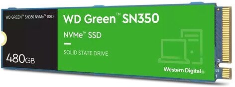 SSD накопитель WD Green SN350 WDS480G2G0C 480ГБ, M.2 2280, PCI-E 3.0 x4, NVMe, M.2