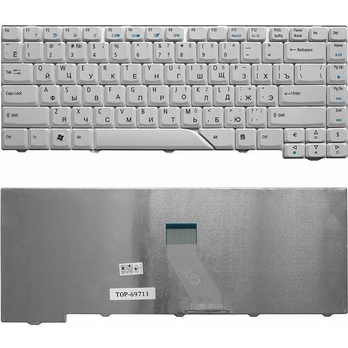 Клавиатура для ноутбука Acer Aspire 4220, 4230, 4310, 4520, 4710, 4720, 5230, 5300 Series. Плоский Enter. Белая, без рамки. PN: V072146AS1.