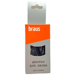 Шнурки BRAUS 60см тонкие с пропиткой черные - изображение