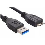 Кабель USB 3.0. USB A male - USB micro B male. USB3.0 Male TO Micro B, 2A, 1м, черный - изображение