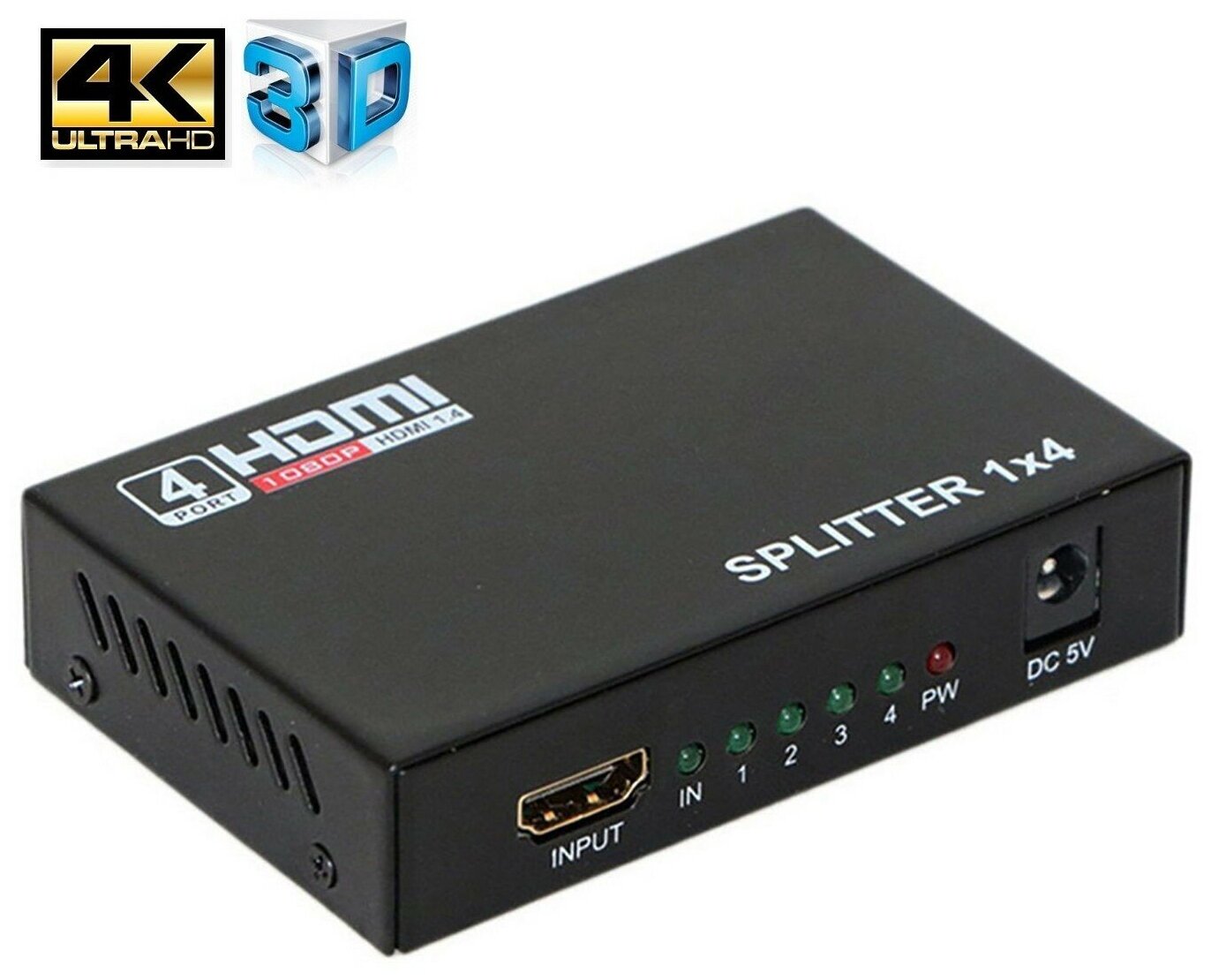 HDMI-разветвитель 4K, 1 вход/4 выхода, HDMI V1.4, БП 5В/2.1A | ORIENT HSP0104HN