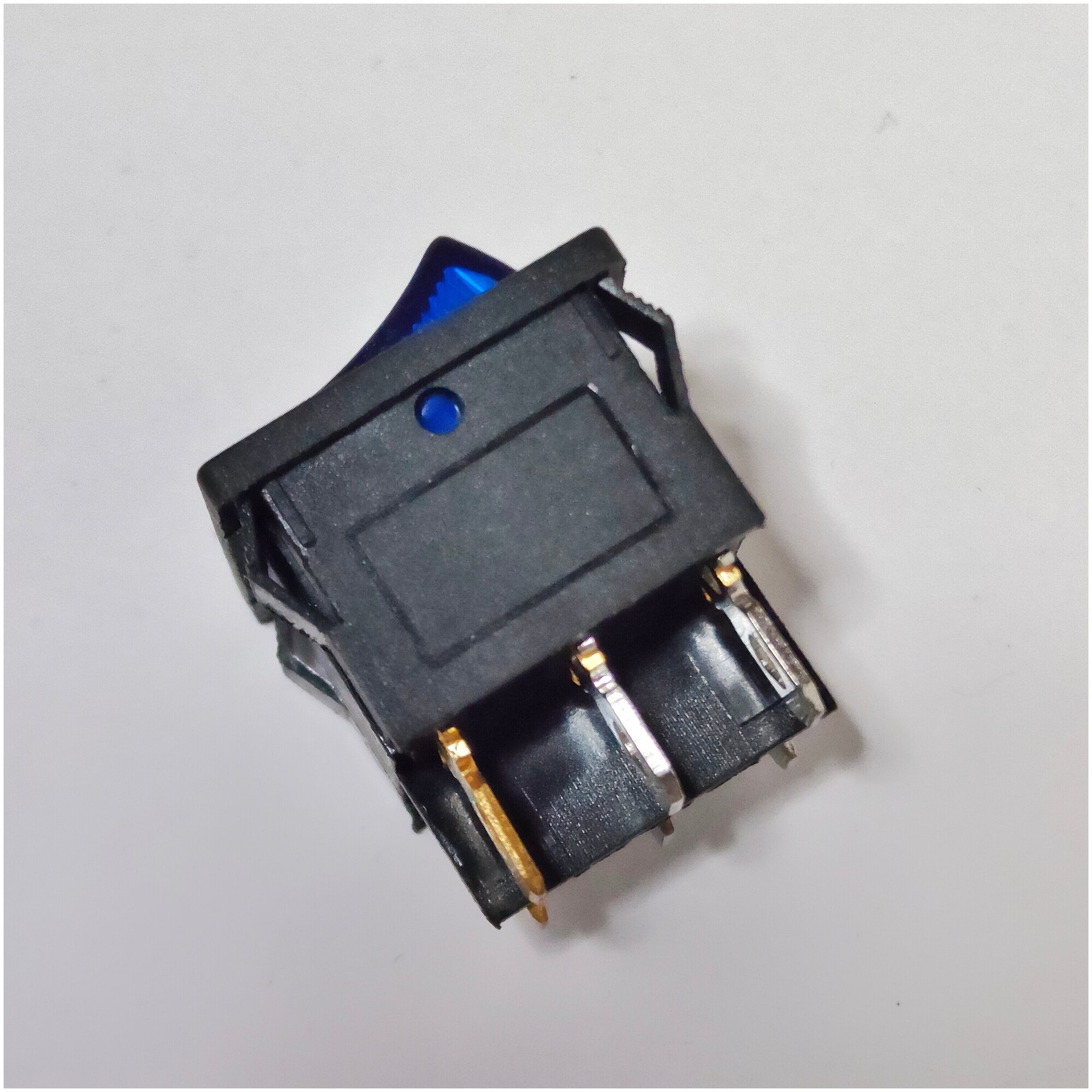 Выключатель клавишный мини двойной подсветка 250V 16А (6с) ON-OFF синий + 6 клемм - фотография № 5