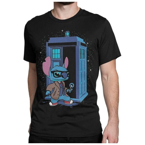 Футболка DreamShirts Стич Доктор Кто Мужская черная 2XL