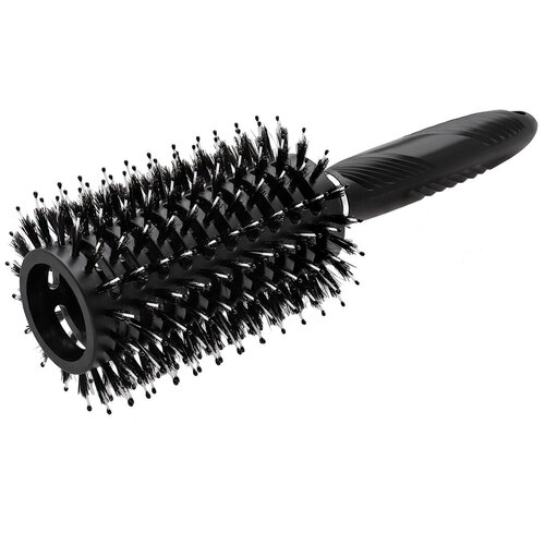 QUILIN Расческа брашинг круглая с комбинированной щитиной, продувная для укладки и выпрямления волос 24х8см