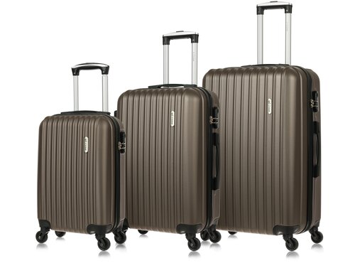 Комплект чемоданов Lacase, 3 шт., 85 л, размер S, коричневый