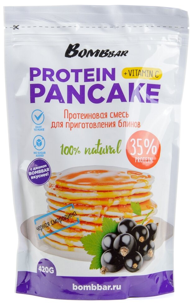 BOMBBAR Смесь для выпечки блинов Protein pancake с черной смородиной