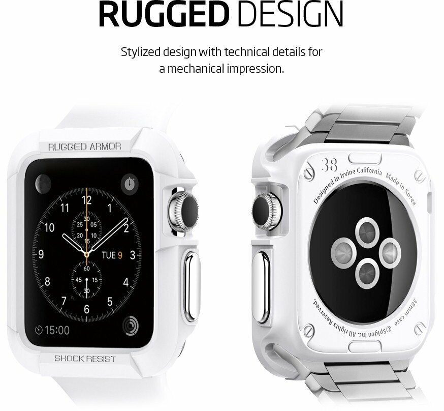 Чехол для часов Apple Watch 38mm Spigen Rugged Armor Case (SGP11486) белый
