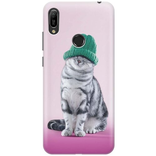 Ультратонкий силиконовый чехол-накладка для Huawei Y6 Pro 2019 с принтом Кот в зеленой шапке силиконовый чехол кот в шапке на huawei y6 2019