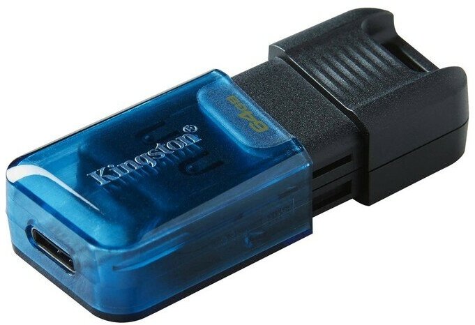 Накопитель USB 3.2/Type-C 64Гб Kingston DataTraveler 80 M, черный