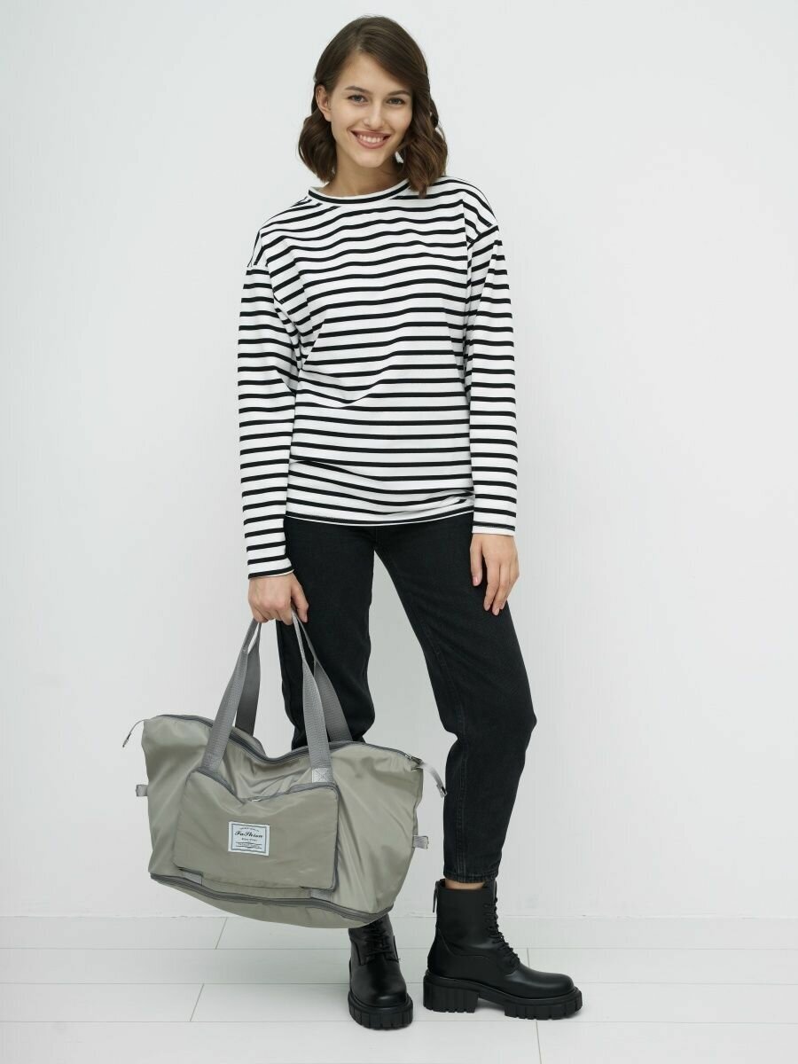 Дорожная сумка ручная кладь/ спортивная сумка на молнии, с увеличением, наружный карман, цвет серый - фотография № 3