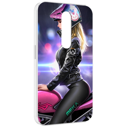 Чехол MyPads девушка на мотоцикле неон женский для Motorola Moto X Force (XT1585 / XT1581) задняя-панель-накладка-бампер