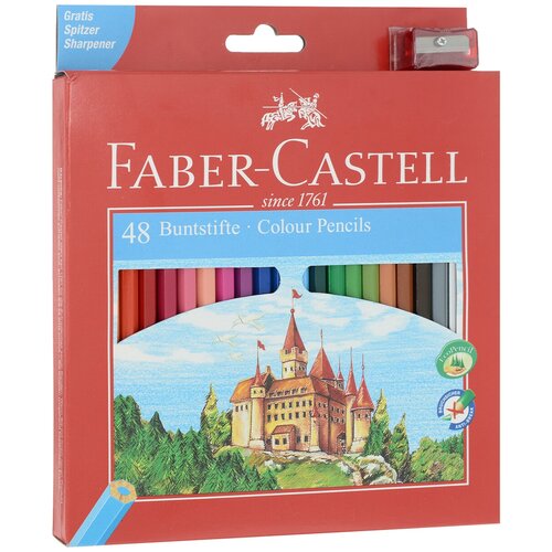 фото Карандаши цветные faber-castell, 48цв., заточен., картон, европодвес, с точилкой