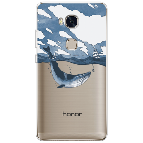 Силиконовый чехол на Honor 5X / Хонор 5Х Большой кит, прозрачный силиконовый чехол на honor 5x хонор 5х милашки корги прозрачный