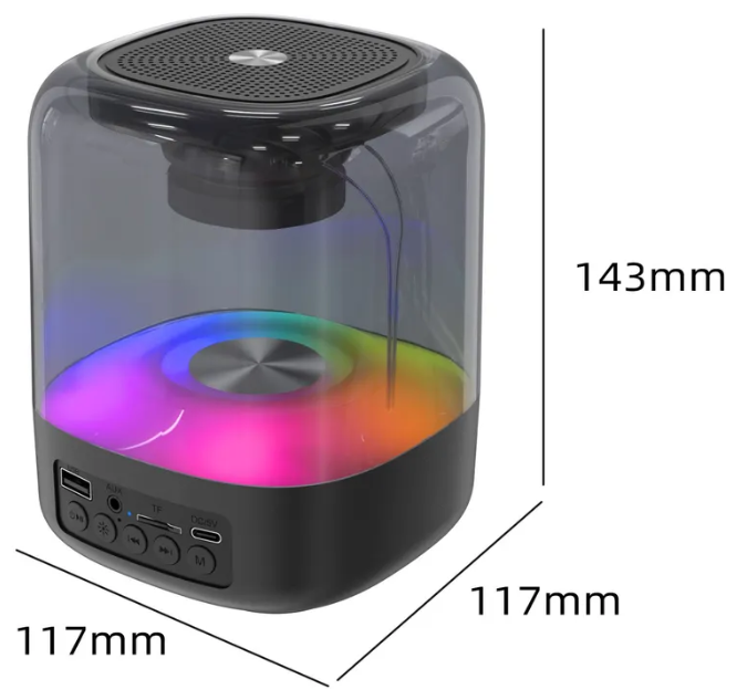 Беспроводная колонка с RGB подсветкой / Многофункциональная акустическая система / Объемный звук / AUX / USB / FM / Bluetooth